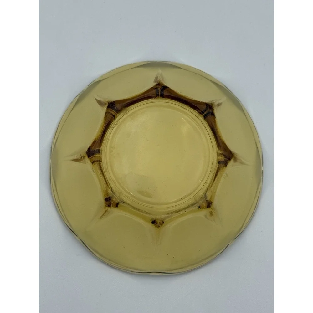 Yellow Amber Glass Bowl Mid Century‎ Modern Look Scalloped Edge 5x2 Vintage